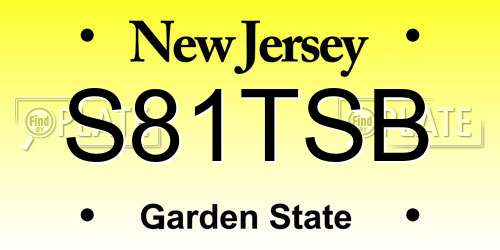 S81TSB New Jersey License Plate
