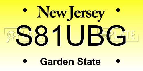 S81UBG New Jersey License Plate