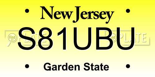 S81UBU New Jersey License Plate