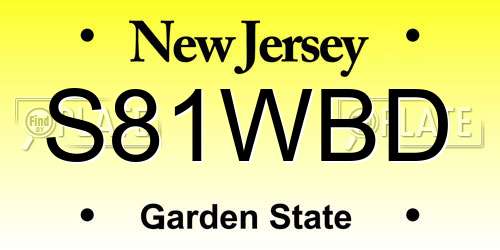 S81WBD New Jersey License Plate