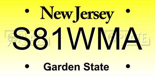 S81WMA New Jersey License Plate