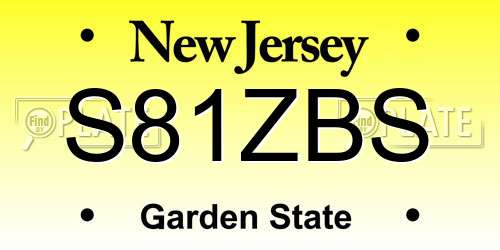S81ZBS New Jersey License Plate