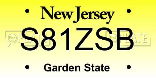 S81ZSB New Jersey License Plate