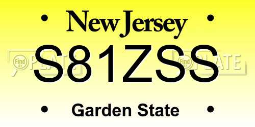 S81ZSS New Jersey License Plate
