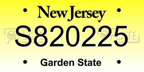 S820225 New Jersey License Plate