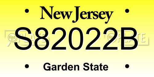 S82022B New Jersey License Plate