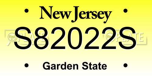 S82022S New Jersey License Plate