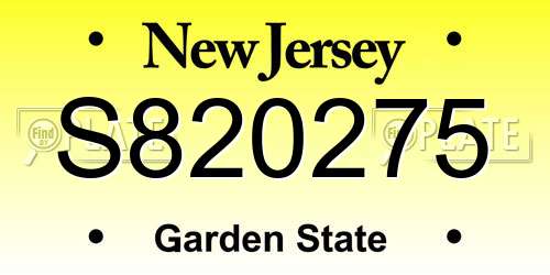 S820275 New Jersey License Plate