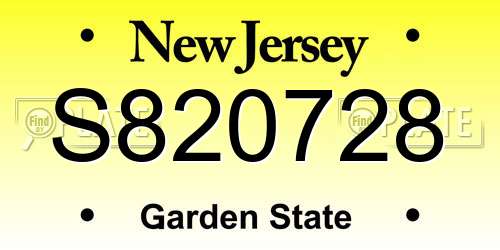 S820728 New Jersey License Plate