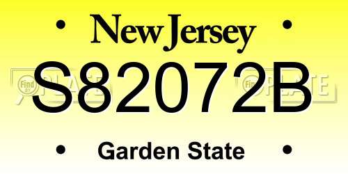 S82072B New Jersey License Plate