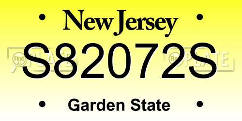 S82072S New Jersey License Plate