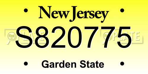 S820775 New Jersey License Plate