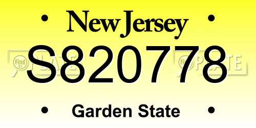 S820778 New Jersey License Plate