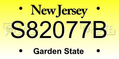 S82077B New Jersey License Plate
