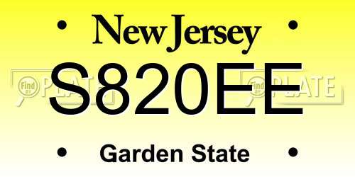 S820EE New Jersey License Plate