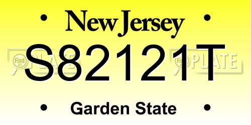 S82121T New Jersey License Plate