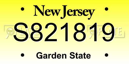 S821819 New Jersey License Plate