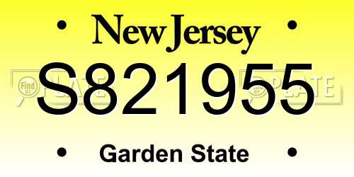 S821955 New Jersey License Plate
