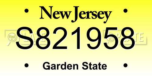 S821958 New Jersey License Plate