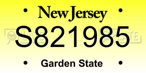 S821985 New Jersey License Plate