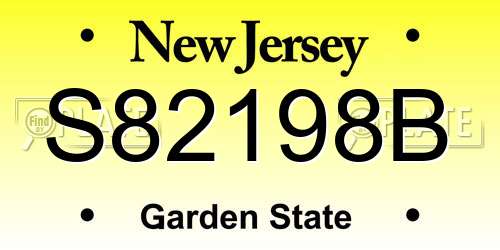 S82198B New Jersey License Plate