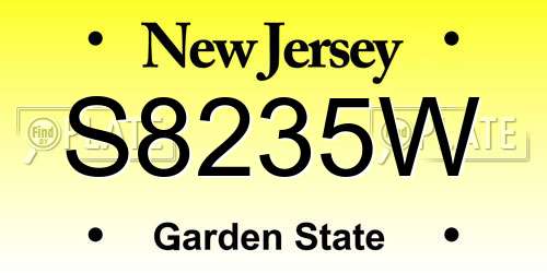 S8235W New Jersey License Plate