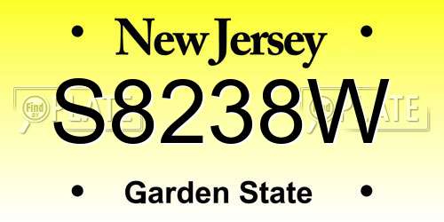 S8238W New Jersey License Plate