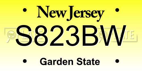 S823BW New Jersey License Plate