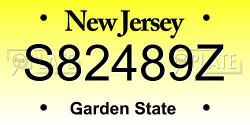 S82489Z New Jersey License Plate