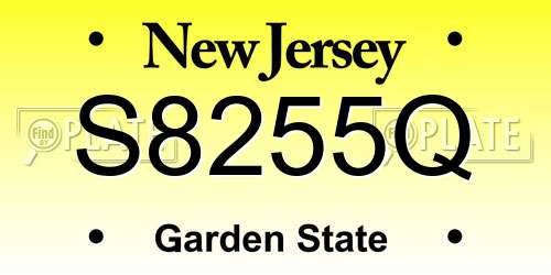 S8255Q New Jersey License Plate