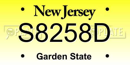 S8258D New Jersey License Plate