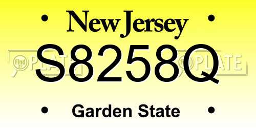 S8258Q New Jersey License Plate