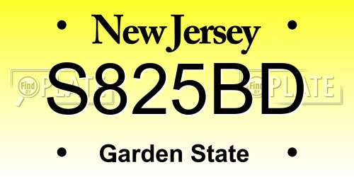 S825BD New Jersey License Plate