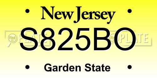 S825BO New Jersey License Plate