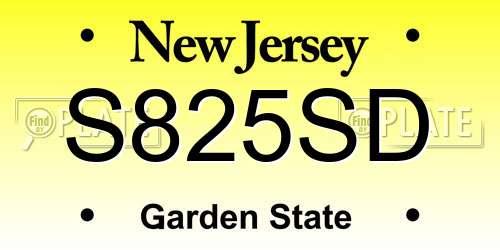 S825SD New Jersey License Plate