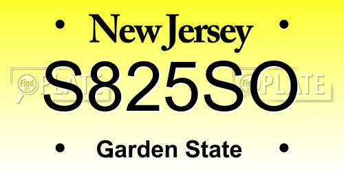 S825SO New Jersey License Plate
