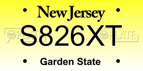 S826XT New Jersey License Plate