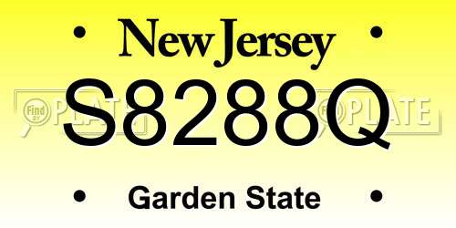 S8288Q New Jersey License Plate