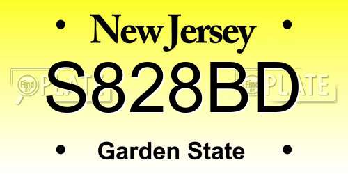 S828BD New Jersey License Plate