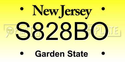 S828BO New Jersey License Plate