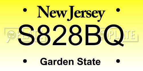 S828BQ New Jersey License Plate