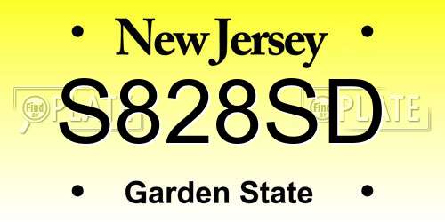S828SD New Jersey License Plate