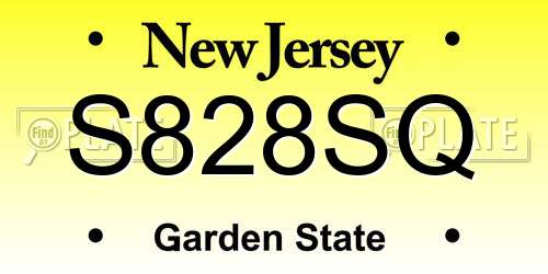 S828SQ New Jersey License Plate