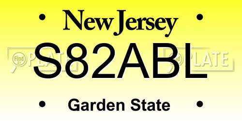 S82ABL New Jersey License Plate