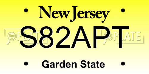 S82APT New Jersey License Plate