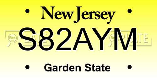 S82AYM New Jersey License Plate