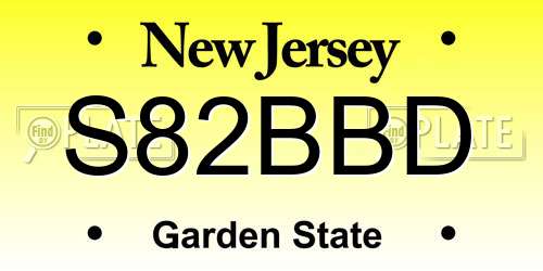S82BBD New Jersey License Plate
