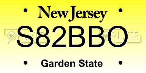 S82BBO New Jersey License Plate