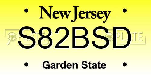 S82BSD New Jersey License Plate