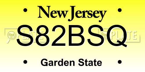 S82BSQ New Jersey License Plate
